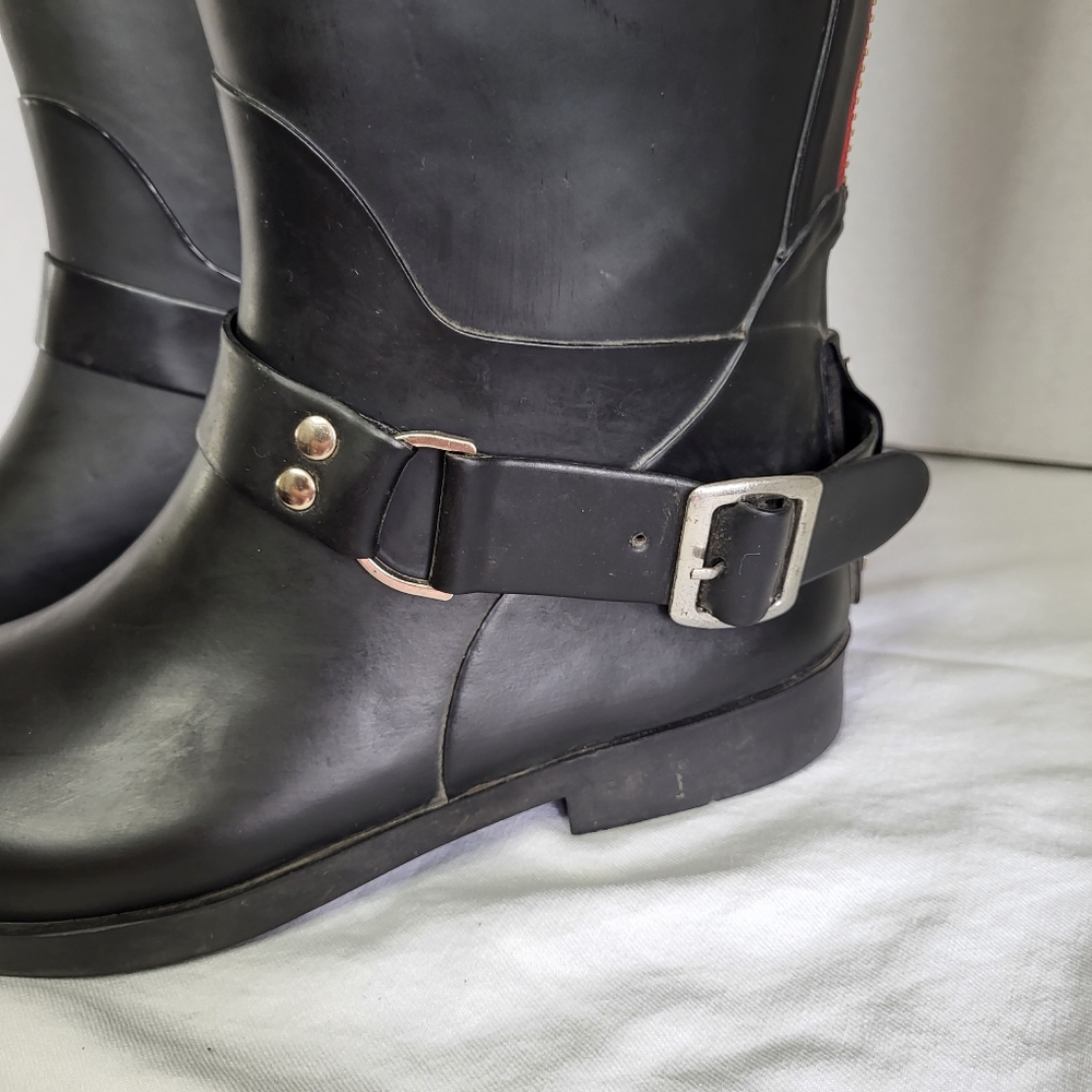 Pajar Moto Style Black Slip On Rain Boots Sz 5½ - Picture 3 of 15